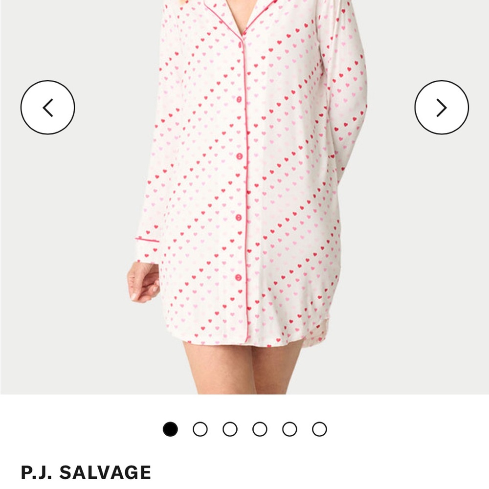 P.J. Salvage White and Pink Heart Pajama Shirt
